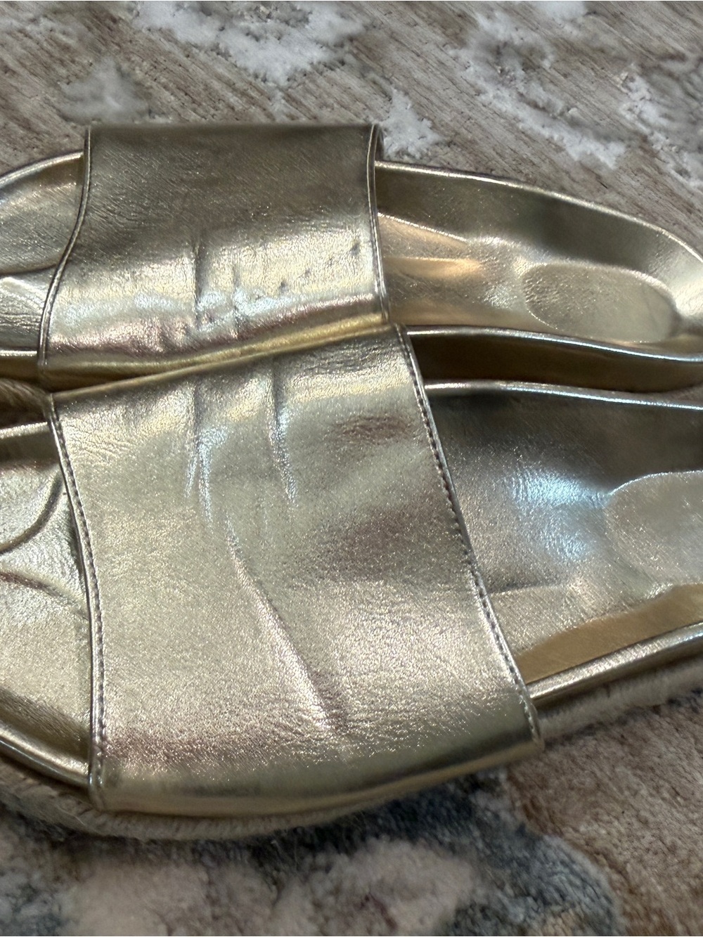 ShuShop Metallic Gold Slide Sandals - Picture 3 of 4
